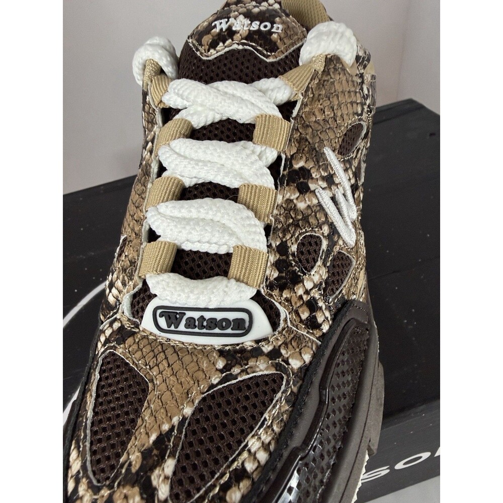 Watson K Flip Sneakers Desert Snake Men's Casual Brown Snake Print Mesh Lace‎ Up - Picture 2 of 8